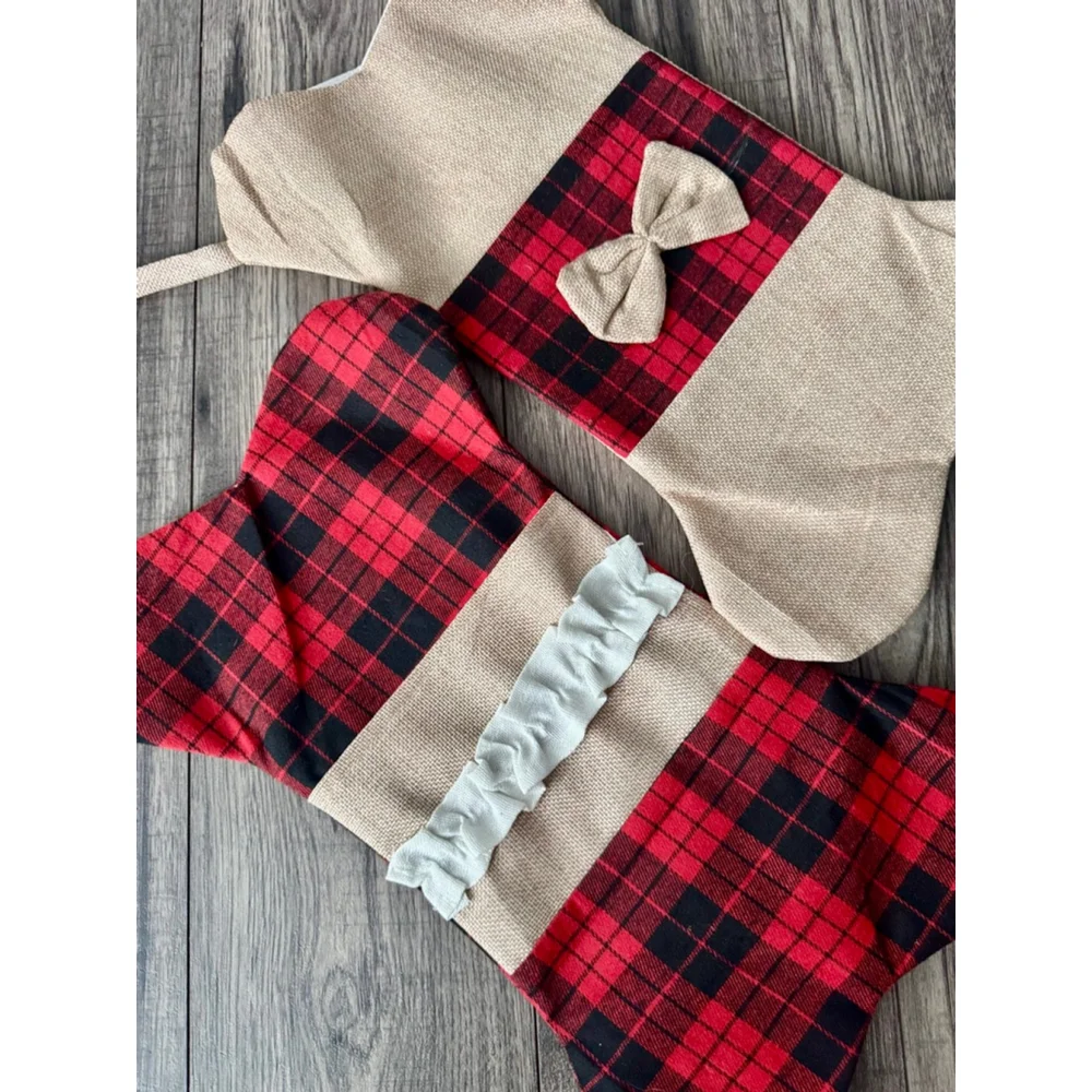 Two Pack Burlap Dog Bone Christmas Stocking, Bought and Didn’t Use, oops